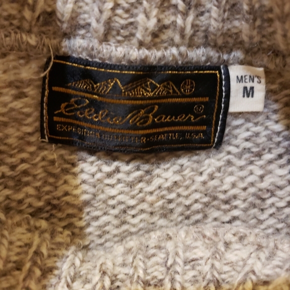 Eddie Bauer Vintage Men's Heathered Tan Sweater Size MED - Picture 5 of 7